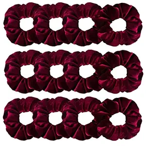 GUVASS 12 Pack Hair Scrunchies Burgundy Velvet Elastics Scrunchy Bobbles Soft Hair Bands Hair Ties