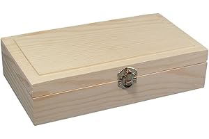 Rayher Holz Schatulle Rahmen, FSC Mix Credit, unbehandelt, mit Metall-Klappverschluss, Größe: 25 cm x 14 cm x 6 cm, 62296000, Beige