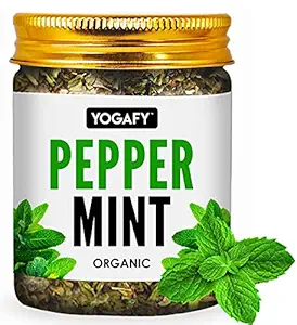 YOGAFY - Organic Mint Herbal Tea I Caffeine Free Tea for Digestion and Bad Breath |100g - 100 Cups | 50g Pack of 2 |