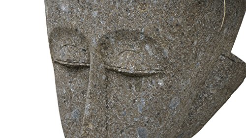 Pflanzkopf „Tiki“ / Kopf aus massivem Natur-Stein im Südsee-Stil / Osterinseln Statue für Haus und Garten (100cm) - 3
