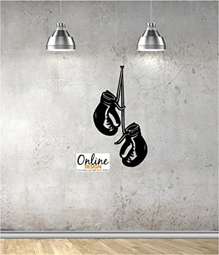 Online Design Boxing Gloves Wall Art Sticker Vinyl Bedroom Kids Gym - Gold