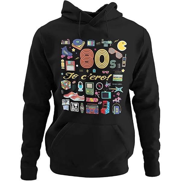 Felpa Costume Anni 80 Uomo Donna - I Love The 80's - Vestiti A Tema Vintage Per Feste E Carnevale