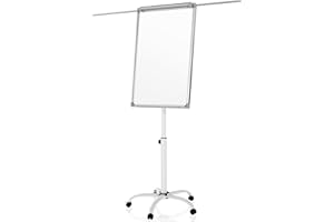 Jago® Lavagna a Fogli Mobili - con Ruote, 60 x 90 cm, Altezza Regolabile, 2 Bracci Estensibili, con Pennarelli, Magneti, Spugna - Lavagna Portablocco, Flipchart, Bacheca Magnetica