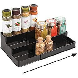 mDesign étagère à épices pour le placard de cuisine - solution de rangement extensible pour garantir l'ordre dans la cuisine - 3 niveaux - couleur : noir