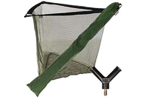 DNA NEW NGT 42" Green Carp Coarse Fishing Landing Net with Strong Metal Spreader Block and Stink Storage Bag