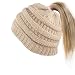 Produktbild JIALI BeanieTail BeanieTail Soft Stretch Zopfstrick Unordnung High Bun Ponytail Beanie Hat beige beige