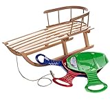 Holzschlitten mit Rückenlehne Kinderschlitten aus Holz...