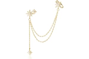 SLUYNZ 925 Argento Moda Stella Polsino Orecchino Catena per le Donne Ragazze Adolescenti Stella Leccapiedi Orecchini Avvolgere