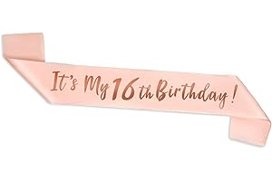 ALLY-MAGIC Rose Gold 16th Birthday Sash, 16th Birthday Sash for 16th Birthday Gift Her Girl Party Accessories Y4SRJD (16)