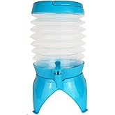Katlanabilir 5 Litre Su Sebili, Musluklu Su Bidonu, Plastik Piknik Kamp, &Ccedil;eşmeli Su Torbası, Akordeon, Şeffaf,