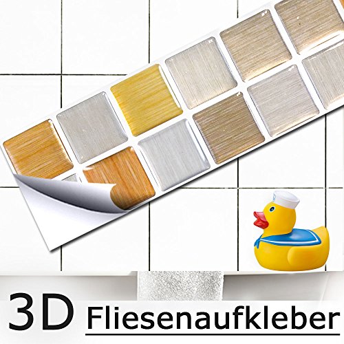 Grandora 5er Set 25,3 x 5 cm adhesivo azulejos cobre oro plata mosaico I 3D autoadhesivo cocina pared baño decoración folio W5285
