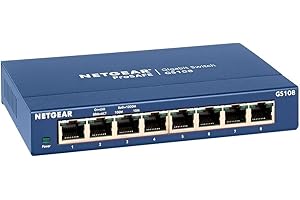NETGEAR Switch Ethernet, Conmutador no gestionado, ProSAFE, Conmutador Gigabit - GS108GE - Sobremesa - 8 Puertos 10-100-1000 Mbps