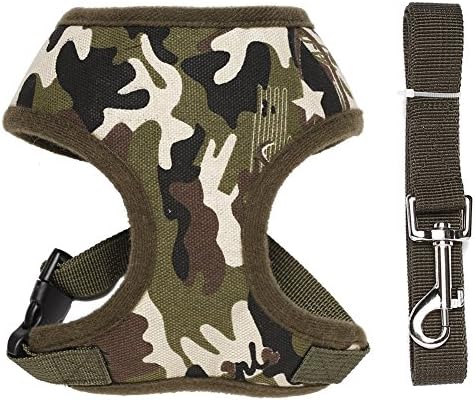 Fenrad® Adjustable Control Dog Walking Harness Chest Strap with Lead Leash Lightweight No More Pulling for Pet Dog Puppy (Camo Small)