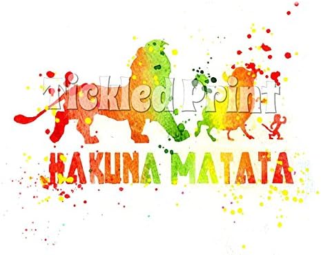 Art Print Lion King Hakuna Matata Quote Disney Nursery Kids Girls Bedroom Personalised Christmas Xmas Birthday Gift 8x10 / A4 / 10x12 / 12x16 / A3 / 16x20 / A2 / 24x30