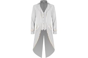 KGIHPC Men's Vintage Gothic Tailcoat Medieval Renaissance Steampunk Jacket Frock Coat Costume for Halloween