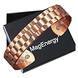 MagEnergy Mens Copper Bracelet 99.9% Pure Copper Magnetic Bracelet with 6 Powerful Magnets with Jewelry Gift Box
