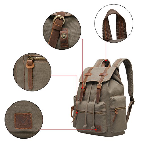 Veevan Herren Damen Vintage Canvas Rücksack Retro Schulrucksack Daypacks - 7