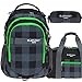 Produktbild 3 Teile Set ELEPHANT Schulrucksack Hero Signature Rucksack + Sporttasche + Mäppchen (Plaid Green (12609 Schwarz GRÜN)