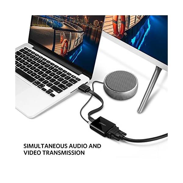 UGREEN HDMI auf VGA kabel Adapter 1080P HDTV Aktiv Audio Übertragung Konverterkabel unterstützt für PC Laptop, Chromebook, Raspberry Pi Schwarz – Bild 3