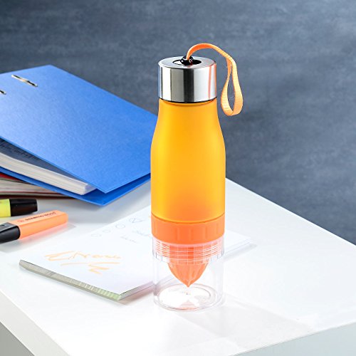 Rosenstein & Söhne Trinkflasche, Zitruspresse & Kräuterwasser-Bereiter, BPA-frei, orange - 9