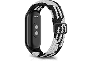 Niboow Pleciony pasek dla Xiaomi Smart Band 8 (Xiaomi Mi Band 8), mężczyźni kobiety regulowany sportowy elastyczny pasek do Xiaomi Smart Band 8 (Xiaomi Mi Band 8)- biały czarny