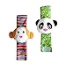 Soft Baby Wrist Rattles-Foot Finder and Wrist Rattle Set-Foot Sock Hand Rattles Baby with Cute Animal Toys Stripe-Baby Infant Toddler Animal Wrist Foot Rattle Developmental Toy (2Pcs Waist+2Pcs Socks,Monkey Panada)