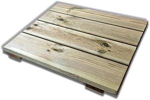 SUNWOOD Pedana doccia antiscivolo in legno 60x60 cm, in pino impregnato, spessore 5 cm, Made in Italy