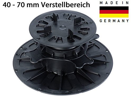 10 Stk. 40-70 mm Plattenlager Stelzlager justierbarer Stellfuß Fundament für Platten Fliesen WPC Holz Keramik Beton Stein Unterkonstruktion Terrassenlager MADE IN GERMANY von Gartenwelt Riegelsberger