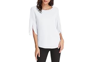 GRACE KARIN Camicia Donna Paillettes a Manica a 3/4 Top Elegante Girocollo Manicotto Split