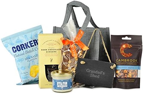 Fathers Day Hampers - Personalised Hanging Slate for Dad - Gift Bag of Treats Hamper