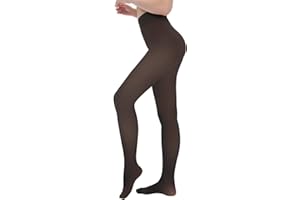 CAMPSNAIL Fleece Lined Tights for Women Thermal Black Skin-Tone Sheer Stockings High Waisted Ladies Thick Leggings in Winter