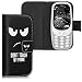 Produktbild kwmobile Hülle für Nokia 3310 (2017) - Wallet Case Handy Schutzhülle Kunstleder - Handycover Klapphülle mit Kartenfach und Ständer Don't touch my Phone Design Weiß Schwarz