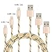 Produktbild MTRONX 3-Stück (1/2/3 m) Nylon Umflochtenes Mini 8-Pin-Kopf Lightning auf USB Synchronisieren & Ladekabel Kabel mit Aluminium-Stecker für Apple iPhone SE/5/5s/5c 6/6s Plus 7/7 Plus, iPad 4/mini/Air/Pro iPod touch/nano iOS10 - Gold(ULC-GD-123)