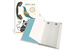 Carnet d'adresses de poche de luxe Motif oiseau chantant 104 pages Dimensions 91 x 130 mm