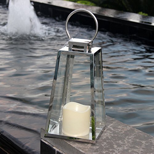 Signstek Deko flammenlose Laterne aus Edelstahl und gehärtetem Glas - 6