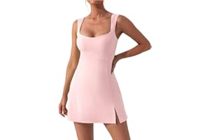 Zesoyne Womens Tennis Dress Built in Bra Square Neck Sleeveless Workout Athletic Mini Short Dress Golf Summer Outfits