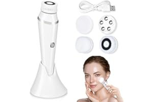yotutun Gesichtsreinigungsbürste, 4 in 1 Elektrische Gesichtsbürste Wasserdichte mit 4 Bürstenköpfen 3 Geschwindigkeiten Gesichtsreinigungsbürste für Tiefenreinigung, Peeling und Gesichtsmassage
