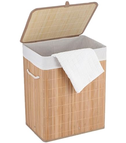 Cesto portabiancheria in bambù, cesto portabiancheria sporca con contenitore in tessuto pieghevole e rimovibile, portata 10 kg, 50 x 35 x 64 cm, stile | Leroy Merlin