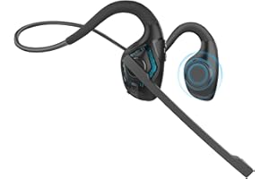 Seflorgo Bluetooth Headset with Mic, Wireless Headset with Microphone Noise Cancelling, Open Ear Comfort Headphones for Phone Calling PC Meeting, Bluetooth V5.3 Dual Connect, 10 Hrs Worktime