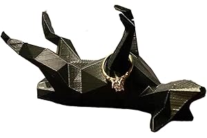 Reheyre Dog Ring Holder, Creative Jewelry Finger Ring Organizer Display Stand, Dog Desktop Decorative Figurine Birthday Gift for Pet Lover Men Women Black