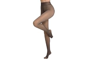 Vertvie Damen Thermo Strumpfhose Translucent Winter Leggings mit Innenfleece High Waist Gefütterte Plüschstrümpfe Durchscheinend Warmhaltende Strumpfhosen Stretch Dick Beinwärmer Pantyhose
