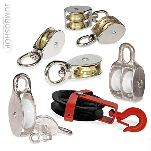 Jumbo-Shop 20mm Seilrolle Umlenkrolle Blockseilrolle 1-rollig Drahtseil ALUMINIUM Windenrolle für Seilwinde Blockseilrolle Seil Rolle - 3