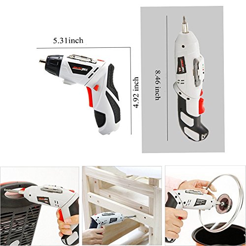 45 in 1 Akku Bohrschrauber, Calar Multi Funktions Nachladbare Elektrische Bohrmaschine mit LED Licht, Elektrische Ausbessern Werkzeug Sätze EU Stecker 4.8V Elektro-Schrauber Kit - 4