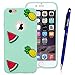 Produktbild Yokata iPhone 6 / iPhone 6s Hülle Soft Cute Flexible Silikon Niedlich Clear Ultra Dünn Schlank Schön Handyhülle Premium Kratzfest 3D TPU Schutzhülle für iPhone 6 / iPhone 6s (4,7 Zoll) Case Cover + 1 x Kapazitive Feder - Melone und Ananas Grün