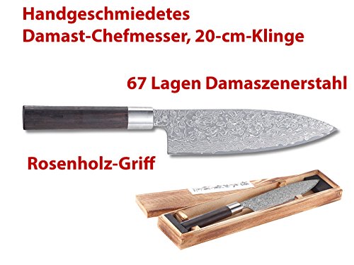 TokioKitchenWare Handgeschmiedetes Marken-Damast-Chefmesser mit 19-cm-Klinge - 2