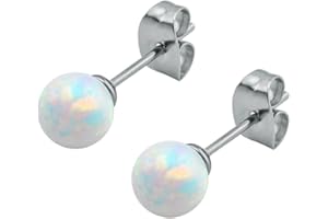 ZESEN JEWELRY Stainless Steel Cute White Opal Stud Earrings Cartilage Conch Helix Earring Stud jewelry 16 Gauge