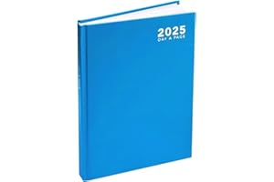 PAULSTORE 2025 A4 / A5 / A6 Diary Day to Page or Week to View Desk Diary Hard Back Casebound Back Cover (Light Blue, A4 Dap)