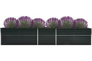 WIFESE Lit SuréLevé De Jardin Acier Galvanisé 400x80x77 Cm Anthracite Jardinieres Exterieur Jardiniere Bois Jardiniere Balcon Carré Potager Bacs ã Fleurs Rectangulaire