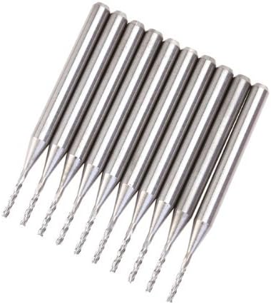 Kingken Ten Pcs Carbide PCB End Mill Endmill (Silver)