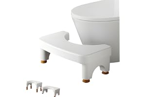 TAIZER Sgabello per WC per adulti, sgabello da bagno, 4 altezze regolabili da 15 a 21 cm, piedini antiscivolo ad angolo confortevole, per bambini e adulti (bianco)